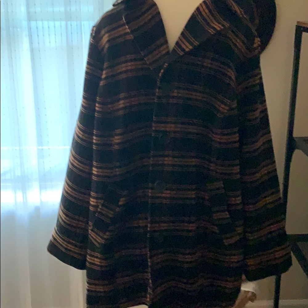 Joan Rivers brand wool plaid coat 1X